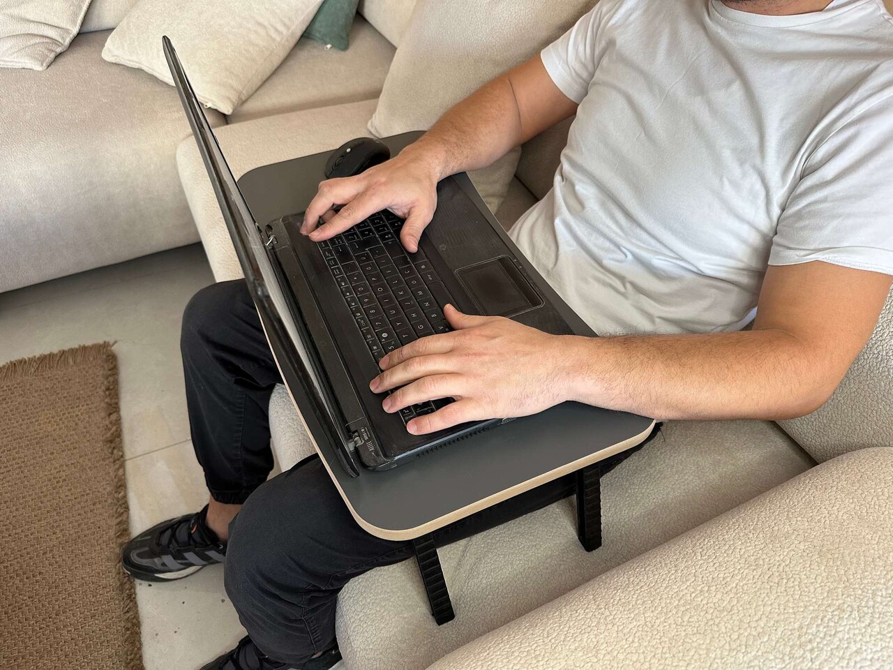 Masuta laptop, Hanah Home, Milton, 60x24x34 cm, Antracit - imagine 7